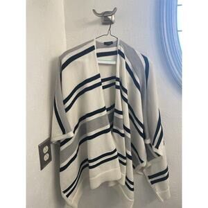 Talbots Black/White/Gray Striped Knit Shawl Size M/L